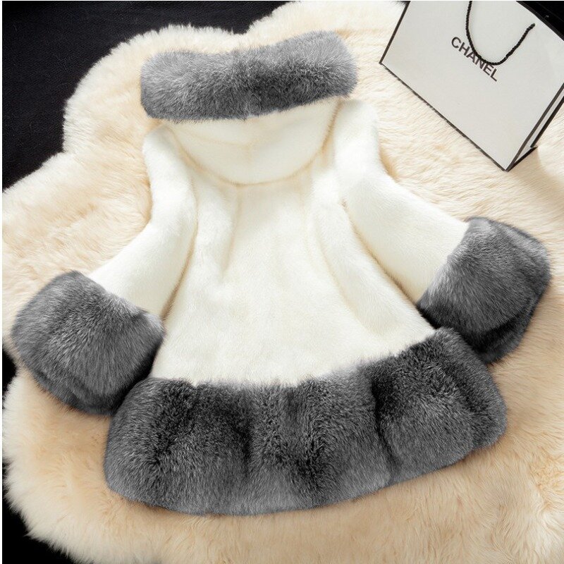 S-5XL mantel bertudung untuk wanita, mantel bulu palsu kerah rubah penuh bulu cerpelai panjang sedang hangat musim gugur musim dingin