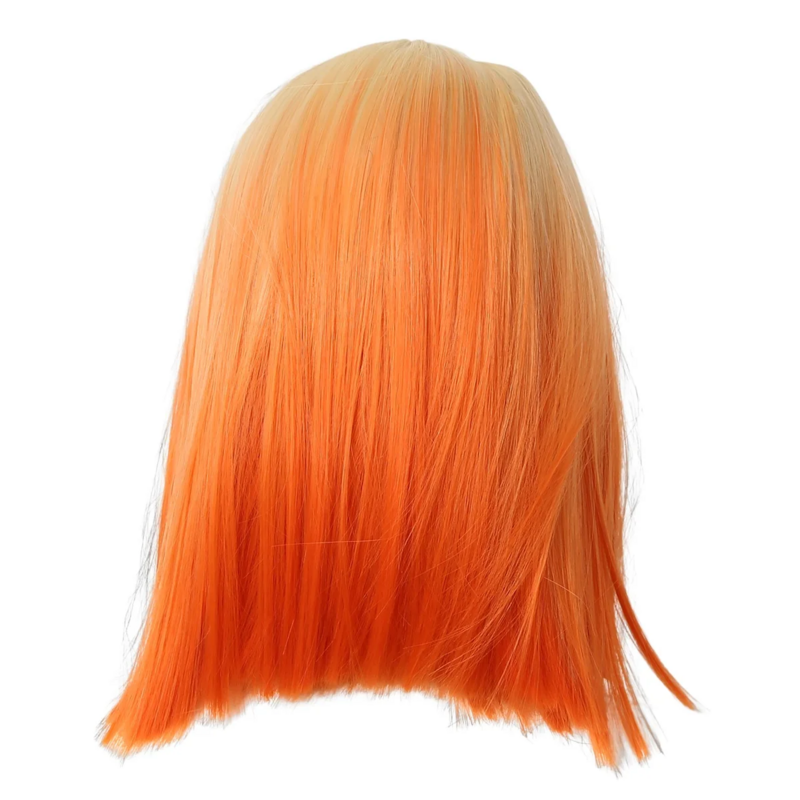 Mała koronkowa peruka z krótkie proste włosy z włókna syntetycznego Ombre Orange peruka na głowę Bob do cosplayowego ubierania klubu nocnego