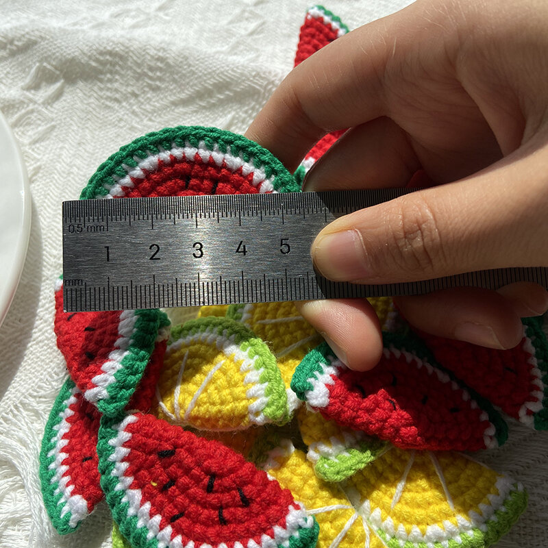 Handmade Cotton Thread Crochet Applique, DIY Melancia, Limão Crochet, Acessórios de costura, 5.2cm, 2.05 ", 10Pcs