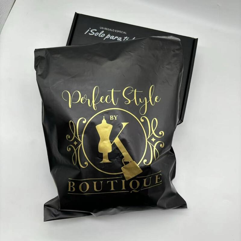Biodegradowalny niestandardowe złote metaliczny logo matowy czarny poly wysyłka pocztowego dla pakowanie odzieży torebka wysyłkowa