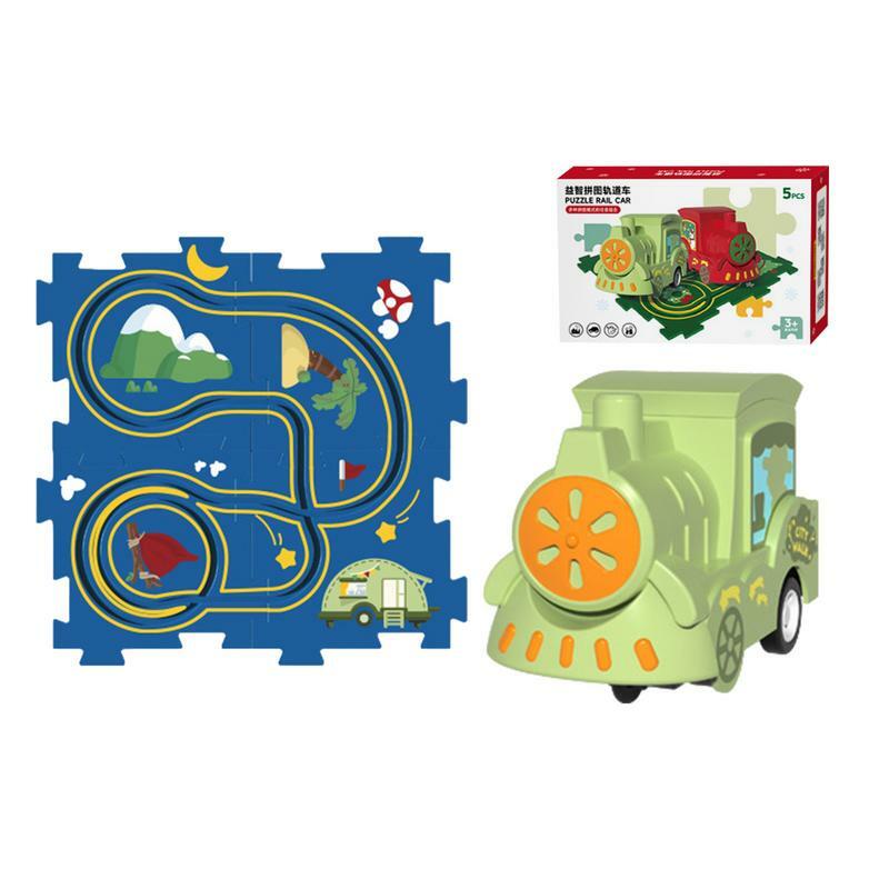 Quebra-cabeça para carro ferroviário para crianças, Track Play Set, Puzzle Educacional Elétrico, DIY City Map Scene, Brinquedo de construção