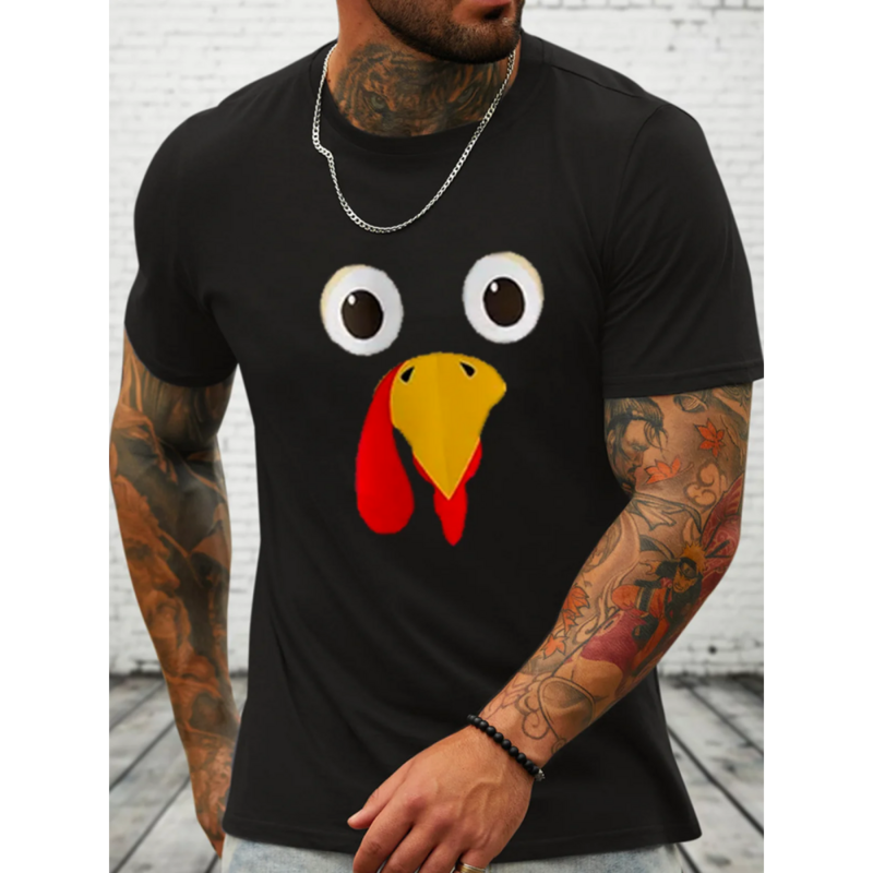 Camiseta de manga curta com estampa 3D masculina engraçada galinha, roupa diária, camisa de rua, vintage, camiseta casual, verão