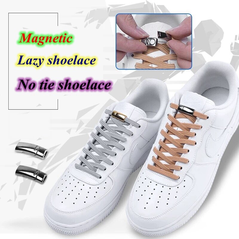 Cordones elásticos con bloqueo magnético para zapatillas de deporte, cordones de zapatos para niños y adultos, Unisex