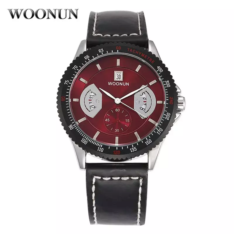 Mode rote Uhren Männer Sport uhren Lederband Quarz Armbanduhren Heren Horloge Reloj Para Hombre Relogio Masculino