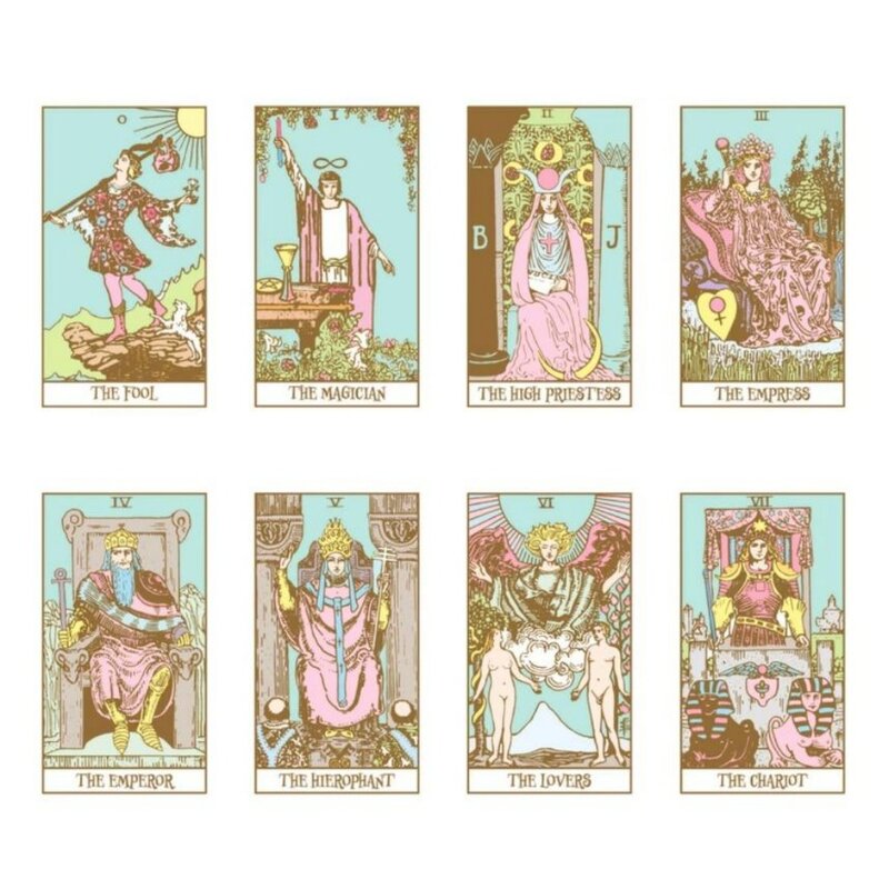 لعبة بطاقة التاروت لمتسابق الباستيل مع كتيب إرشادي للمبتدئين ، بطاقات أوراكل الوردية ، × 6 * ، 78