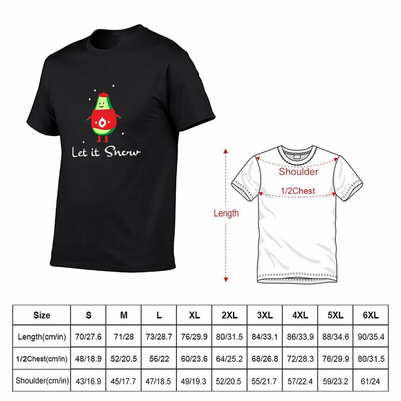 Funny winter snow avocado T-shirt aesthetic clothes customizeds mens vintage t shirts
