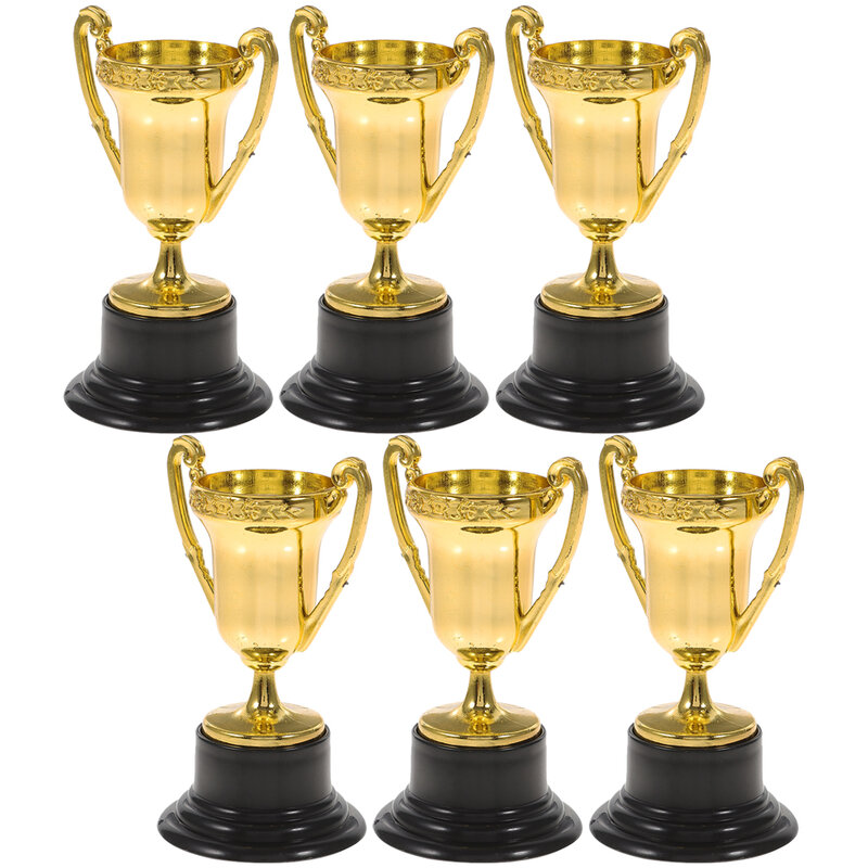 6 buah trofi pemenang plastik emas trofi anak trofi mainan trofi karnaval bisbol sepak bola hadiah pesta hadiah