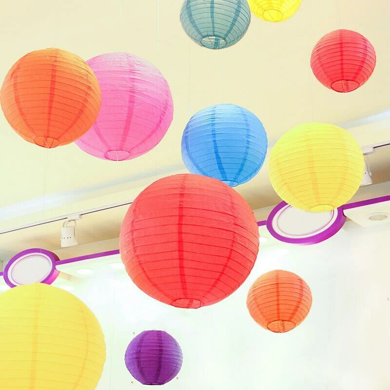 20cm Chinese Paper Lanterns Wedding Birthday Party Decoration Paper Balls DIY Gift Crafts Hanging Lanterns Decor