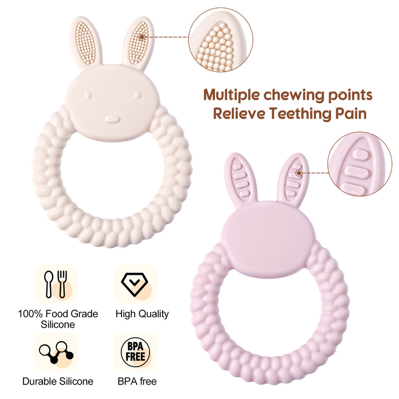 아기 치발기 실리콘 장난감, 아기 건강 어금니 씹기 신생아 액세서리 장난감, BPA 프리 만화 토끼 수유 선물, 1 개