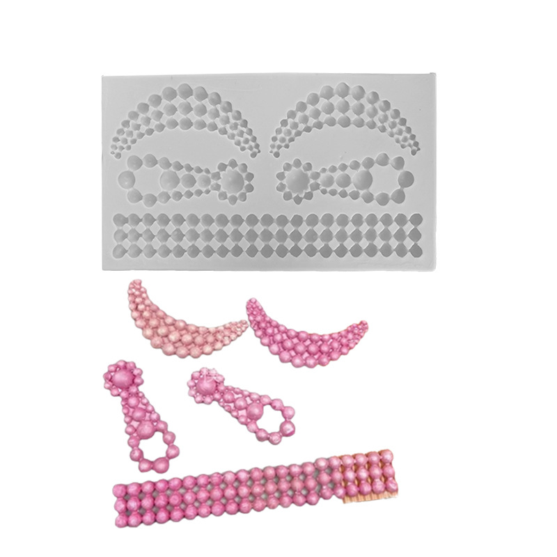 Molde de silicona con forma de cadenas de perlas, herramientas de cocina para hornear, resina para decoración de pasteles, Chocolate, postre, Fondant, accesorios