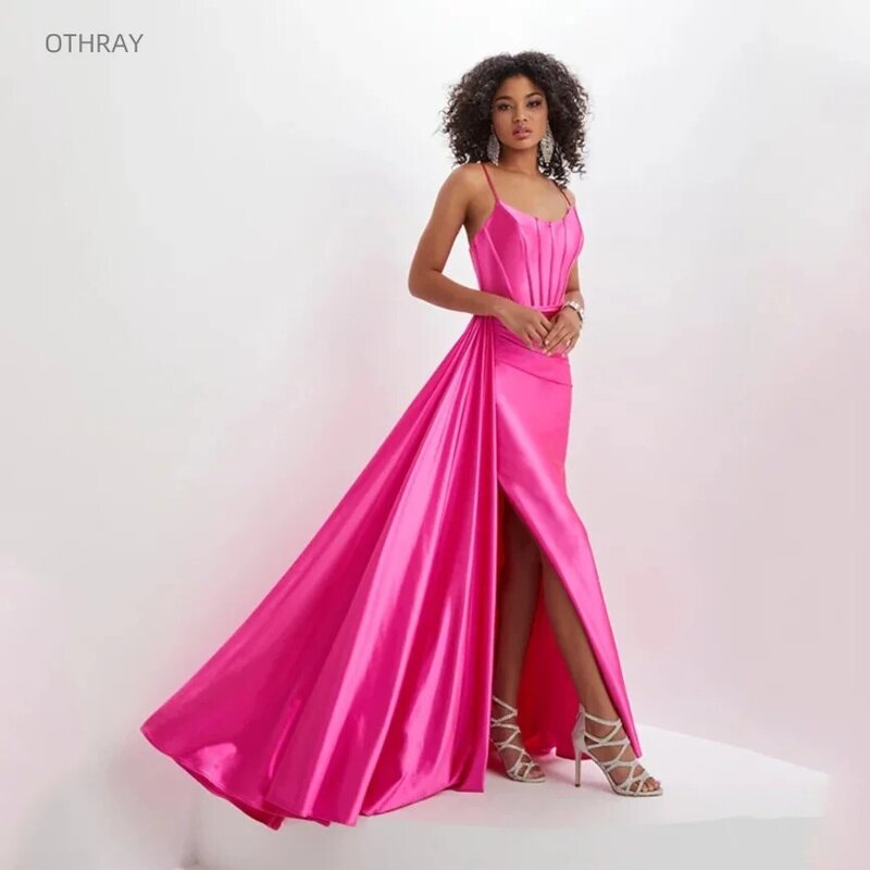 Elegant Pink Exquisite Evening Dress New Prom Gowns Backless Taffeta Vestidos De Fiesta Sweetheart Spaghetti Strap A-Line