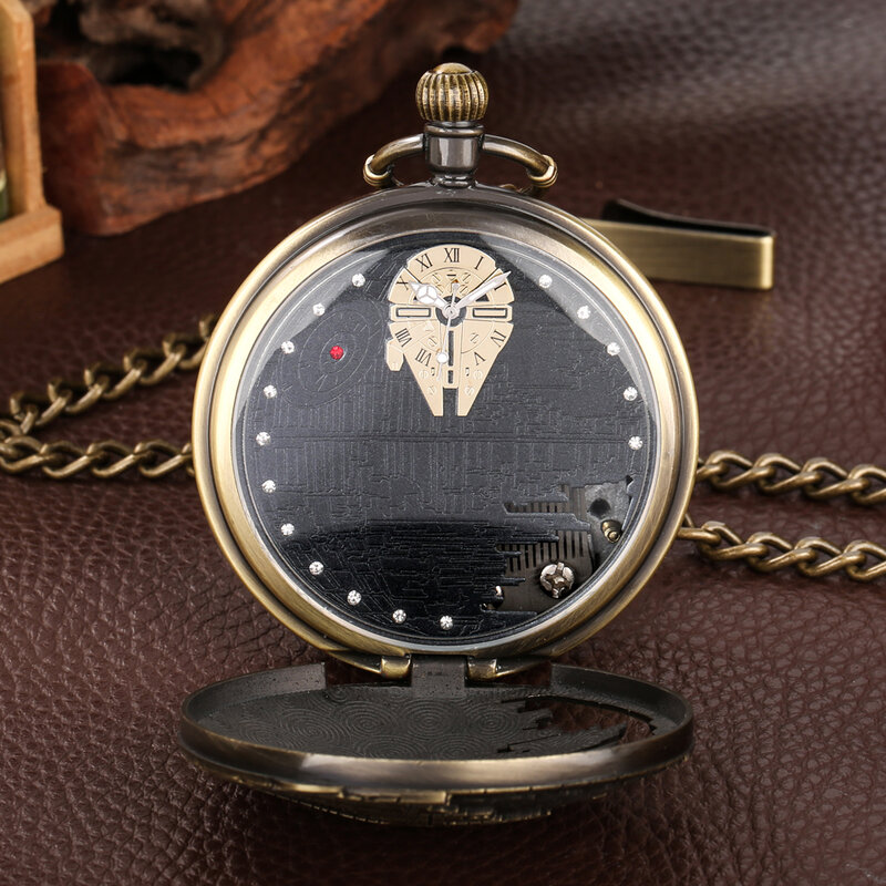 Reloj de bolsillo Musical Retro Punk para hombre, reloj colgante de cadena Fob, estilo antiguo, pantalla de música de gran tamaño, regalos de reloj de bolsillo