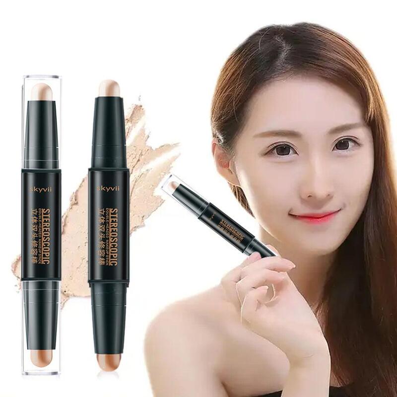 2 In1 Concealer Highlight Shadow Face Contouring Makeup Concealer Stick Korea Double-ended Makeup E0X0
