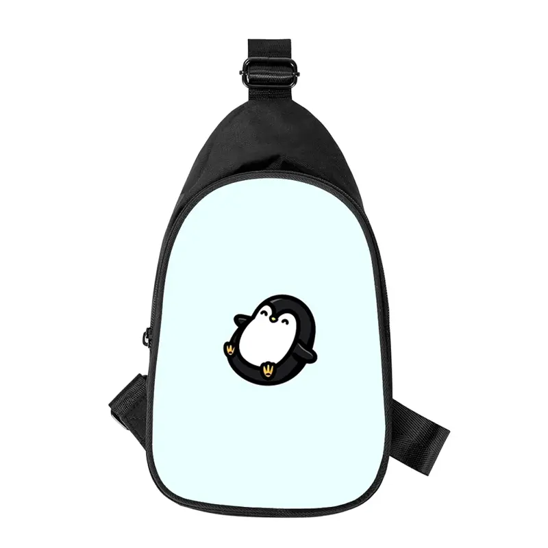 Cute Cartoon 3D Penguin Print Cross Chest Bag para homens e mulheres, bolsa de ombro, marido, escola, saco de cintura, masculino, novo, na diagonal