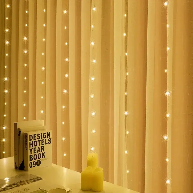 LED سلسلة أضواء عيد الميلاد الديكور 6 متر التحكم عن بعد عطلة الزفاف خرافة جارلاند أضواء غرفة نوم الستائر في الهواء الطلق المنزل