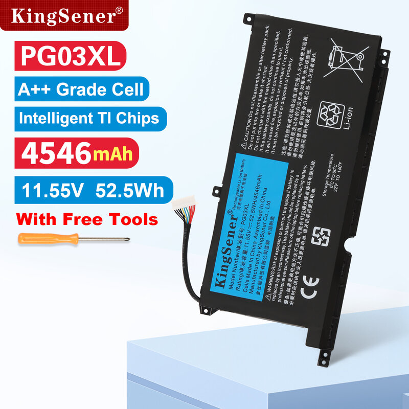 Baterai KingSener PG03XL untuk HP Pavilion Gaming 15-DK Dk0003nq 15-dk0020TX 15-ec 15-ec0000 OMEN 5X FPC52 HSTNN-DB9G