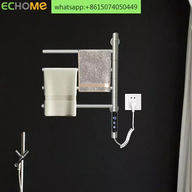 ECHOME WIFI Electric Towel Rack 180° Rotating Towel Warmers Punch-Free Stainless Steel Heating Dryer Rack Bathroom Accessories