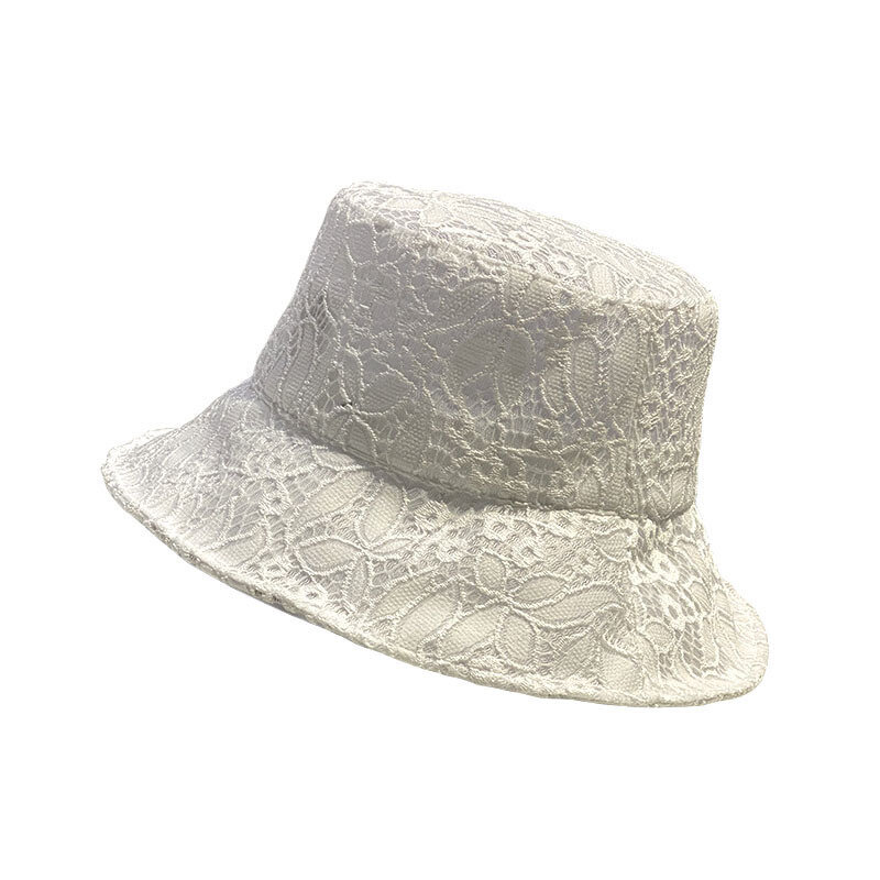 2024 Summer Ladies Sun Hat Lace Sunscreen Anti-ultraviolet Sun Hat Mesh Breathable Fisherman Hat Leisure Flowers Basin Cap