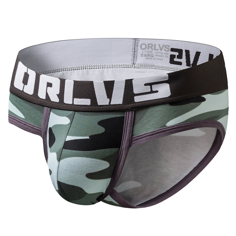 ORLVS เซ็กซี่ Camouflage กางเกงในผ้าฝ้ายชุดชั้นในกางเกงขาสั้นลื่นกางเกงเกย์ Sous Vetement Homme Coton Ropa ภายใน Hombre Cueca