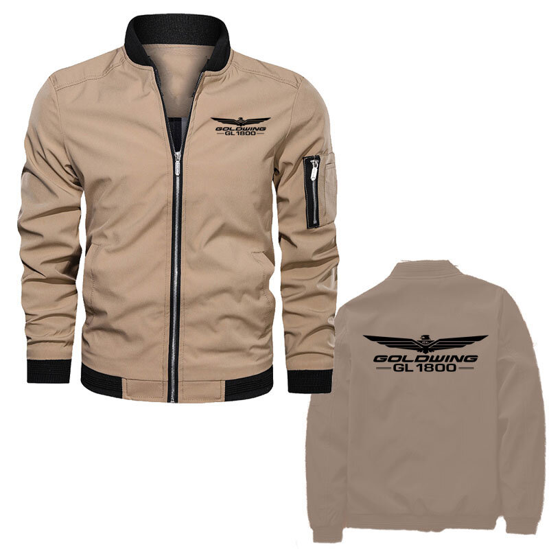 Jaqueta impermeável para motociclistas masculina, jaqueta de corrida, asa dourada, monocromática, roupa militar, Hip Hop, GL1800, primavera, outono