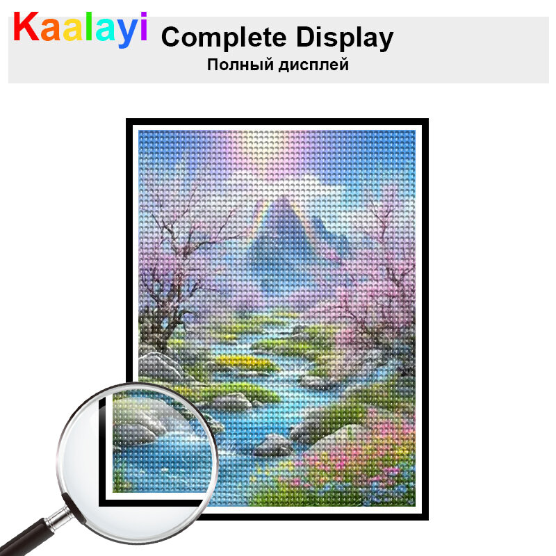 Diy Diamond Painting Full Mosaic Art Rainbow Scenery River New Collection Fantasy Dream Pink Tree Rhinestone Haft Obraz