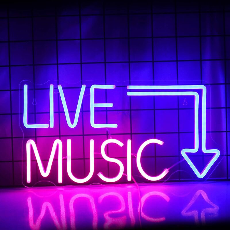 Live Music LED Neon Signs for Wall Decor Bedroom Man Cave Game Room Home Bar Party Decor, LED Neon Light for Kids Birthday Gift