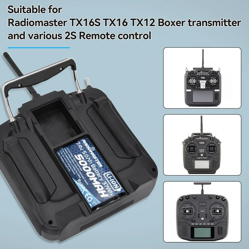 RadioMaster-Batería 2S para transmisor de Control remoto, JST-XH de 5000mah, 7,4 V, 37WH, enchufe XT30 para TX12/TX16/TX16S/Boxer