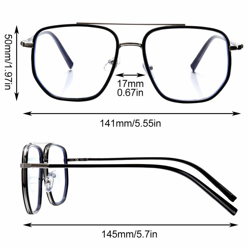 Kacamata mengurangi ketegangan mata Retro bingkai ganda perlindungan UV cermin datar kacamata membaca kacamata Anti cahaya biru