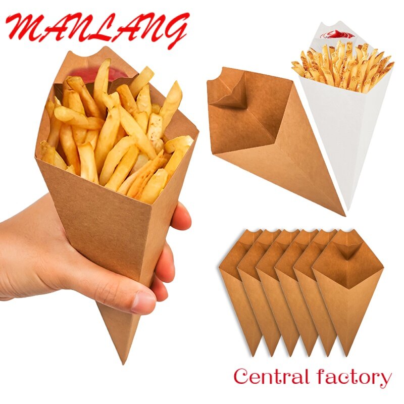 Caja de embalaje de papel Kraft para comida para llevar, logotipo de impresión personalizado, pollo frito, pescado, patatas fritas, hamburguesa, perritos calientes, Catering, Pizza