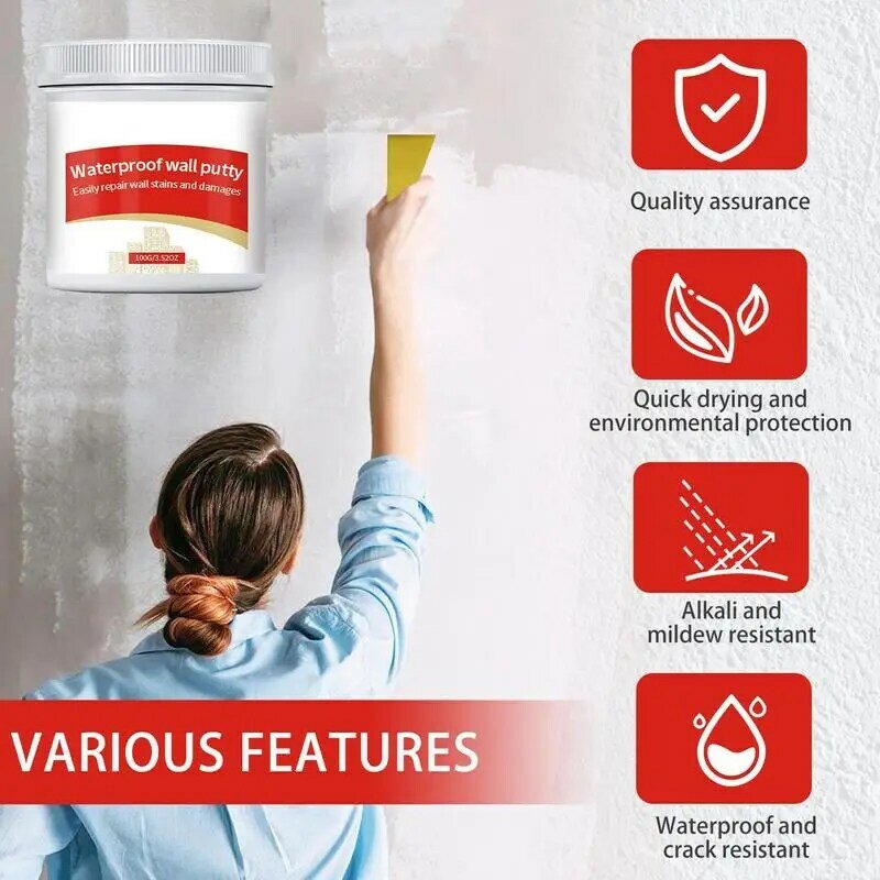 Relleno de agujeros de pared, crema de pasta de Spackle multifuncional, herramienta de reparación del hogar impermeable, suministros de fijación de pared de larga duración