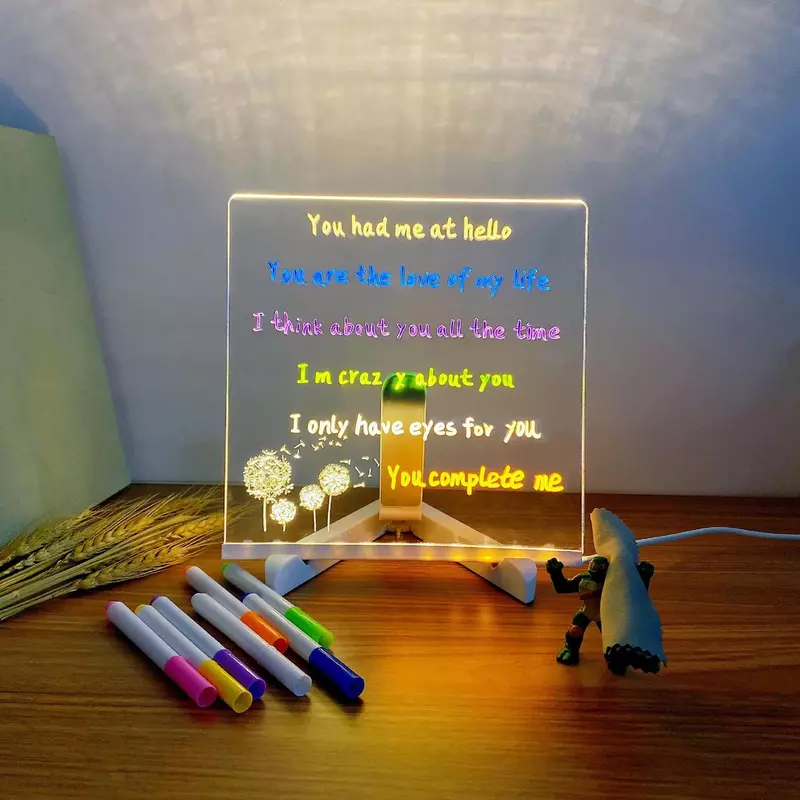 Nowe świecąca akrylowa tablica do znakowania LED świecące do kasowania tablica do pisania dla dzieci zabawki list tablica ogłoszeń prezent na Boże Narodzenie