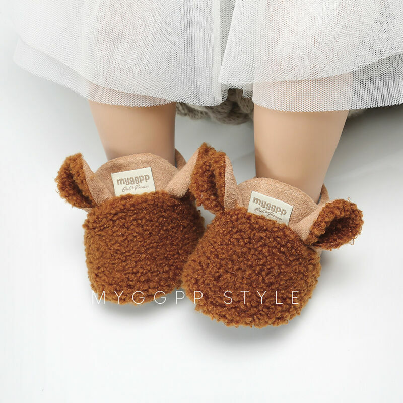 Brand New Toddler neonato scarpe striscianti ragazzo ragazza pantofole di agnello Prewalker scarpe da ginnastica pelliccia inverno orecchie di animali primo camminatore
