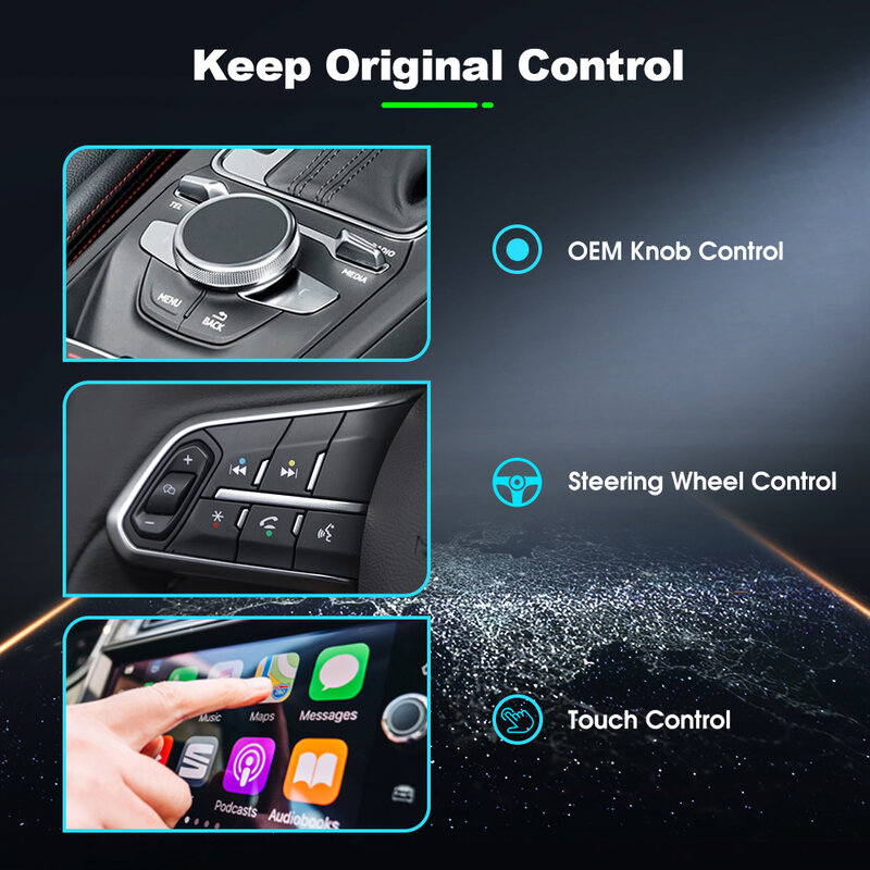 Bezprzewodowy Adapter Carplay LED oświetlenie otoczenia USB Car Play dla Havel Buick Chery Honda Mazda Lexus Kia MG Ford Chevrolet