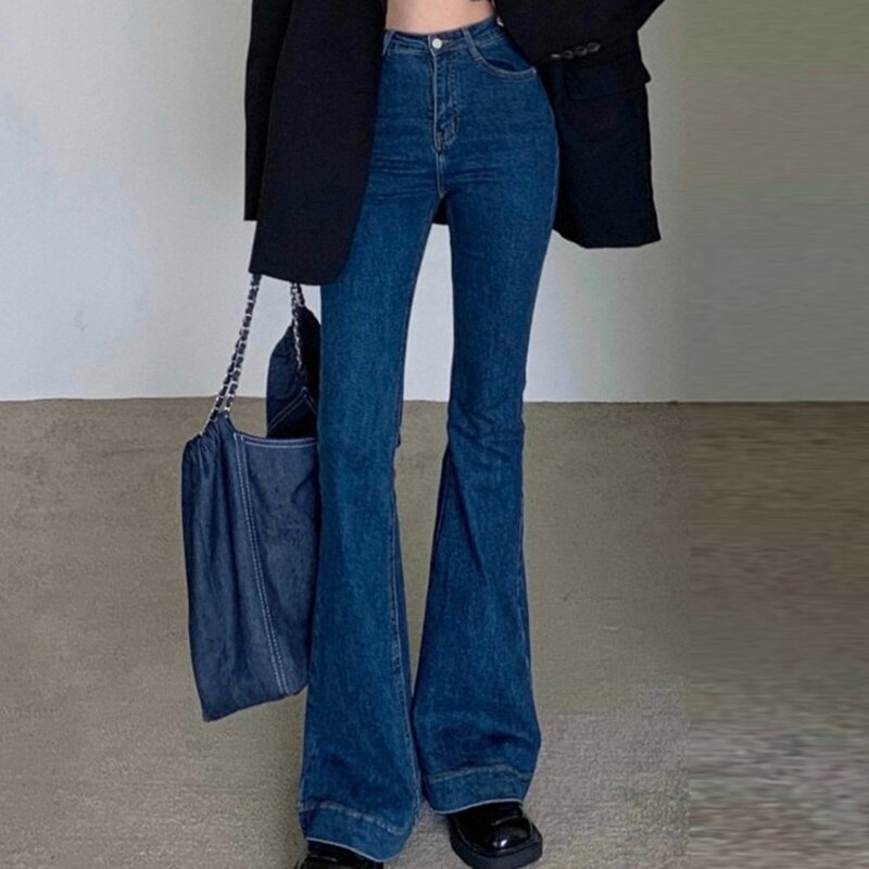 Dames Vintage Hoge Taille Flare Jeans Broek Elastische Afslankende Pasvorm Sexy Broek Mode Licht Vernietigde Retro Jeans Voor Vrouwen