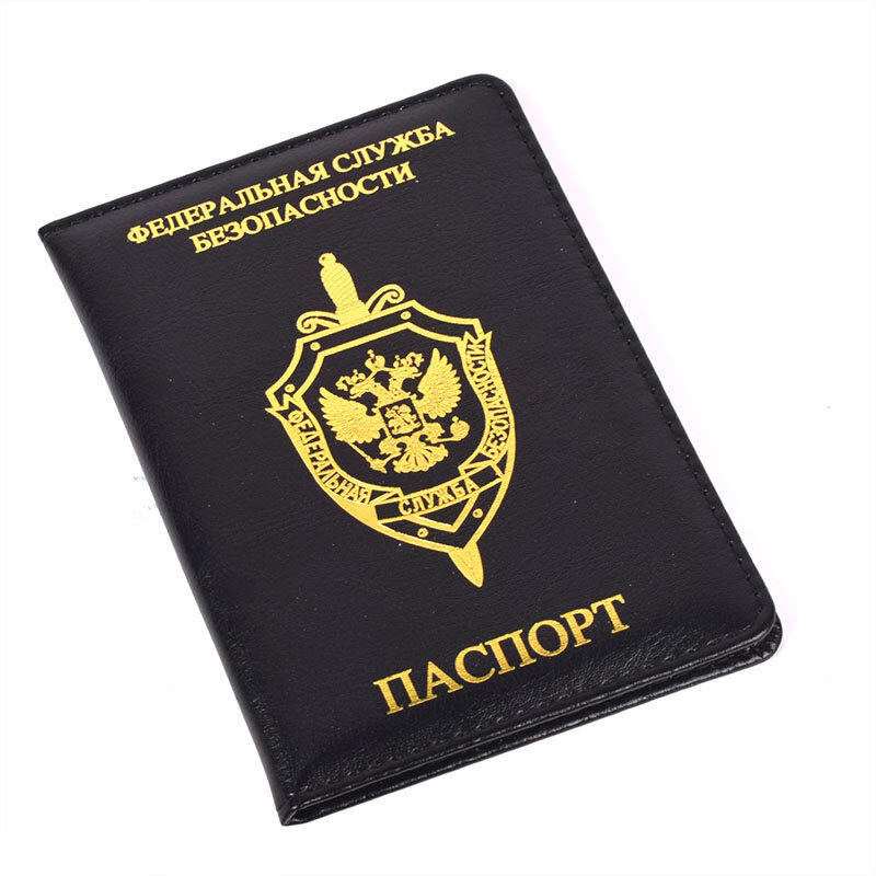 FSB-Porta-passaporte para homens e mulheres, couro PU, capa do serviço de segurança do Estado russo, organizador do passaporte de viagem
