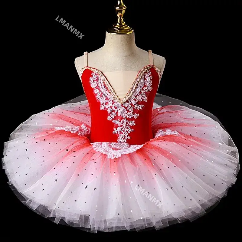 New Ballerina Fairy Prom Party Costume Kids Blue paillettes Flower Dress Girls Dance Wear ginnastica Ballet Tutu Dress