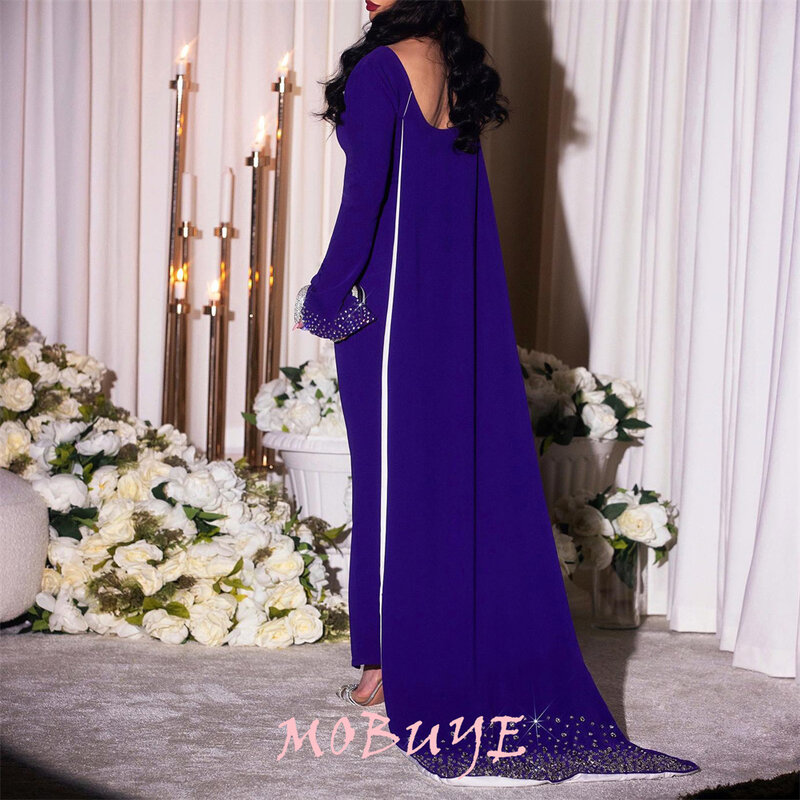 Mobuye 2024 beliebte V-Ausschnitt Ballkleid knöchel lang mit langen Ärmeln Abend mode elegantes Party kleid für Frauen