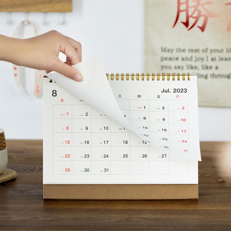 Calendario de estilo INS Simple, planificador diario mensual, espiral sólida Kawaii, suministros escolares de oficina, 2024