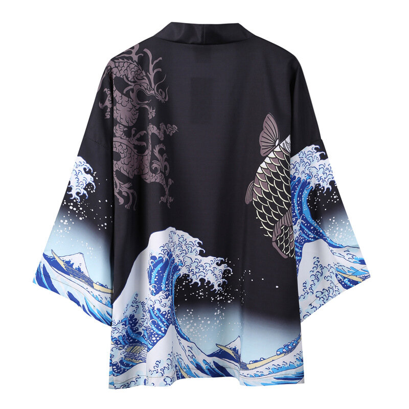 Kimono Obi Yukata Haori motif bunga dan burung, mantel pakaian tradisional Jepang Pria Wanita