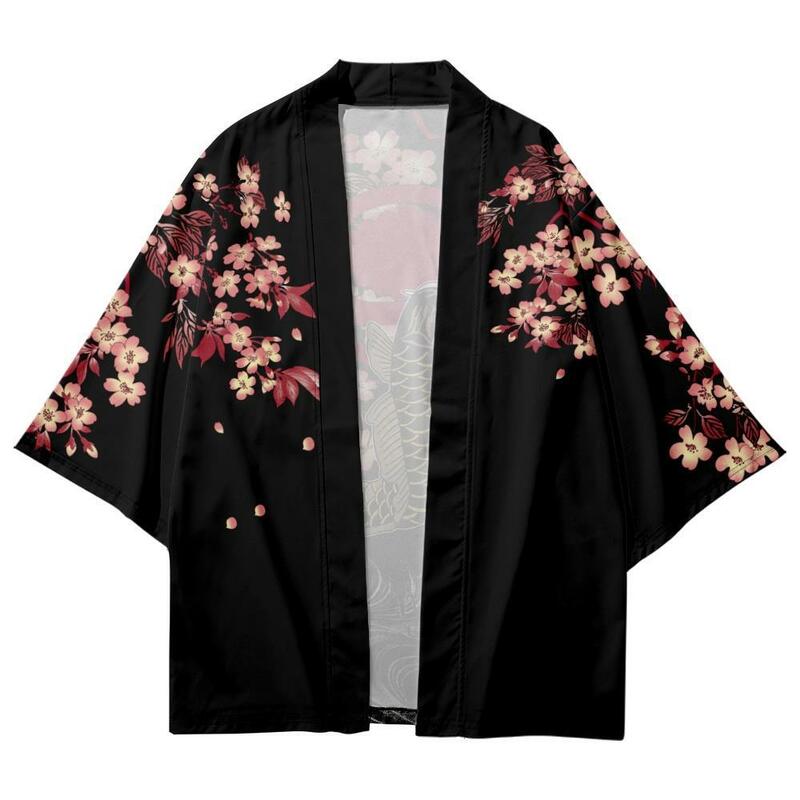 ملابس الشارع اليابانية على الطريقة الكيمونو للرجال والنساء ، هاوري يوكاتا ، سترة ، قمم ، بالإضافة إلى الشمس ، طباعة القمر ، ملابس الشاطئ ، تأثيري