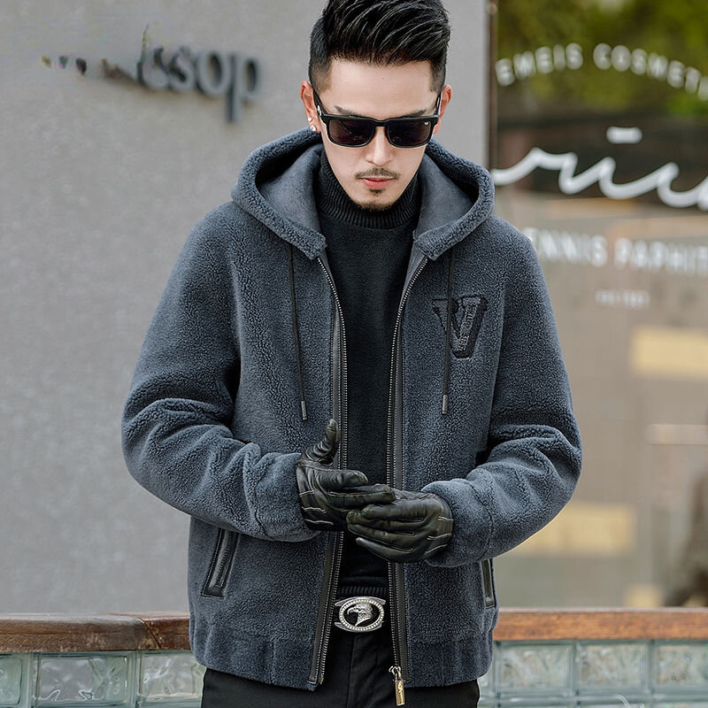 2022 nova pele de inverno wear homens ovelhas corte roupas casaco de pele real homem natural pele cordeiro masculino jaqueta b383