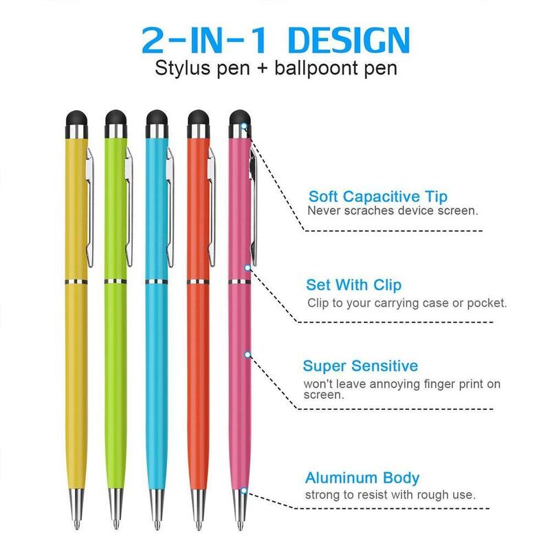 Universal 2 em 1 caneta stylus, telefone inteligente, tablet, grosso, fino, desenho, lápis capacitivo, tela móvel android, caneta de toque, 1 pc