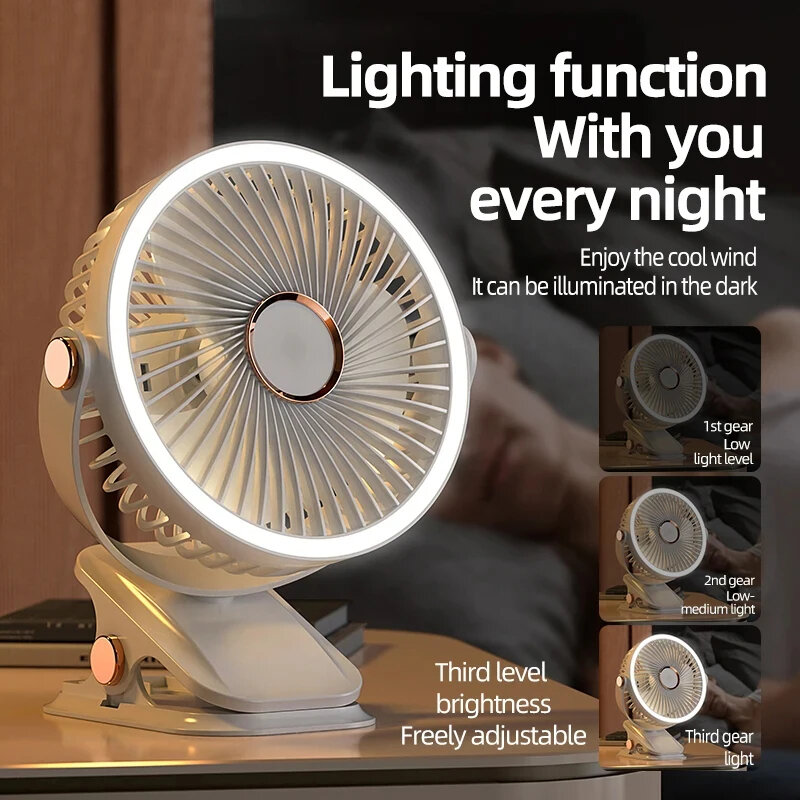 Xiaomi 8000mAh Clip-on Fan 3 Speed Quiet Rechargeable Desktop Portable Air Circulator Wireless Fan With LED Light Camping Home