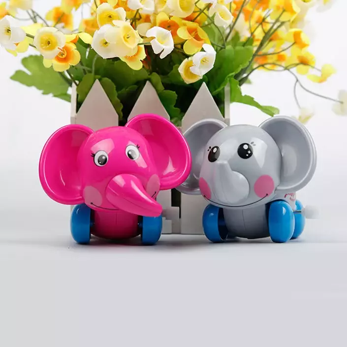 Mainan gajah jam lucu, hadiah mainan edukasi anak-anak, mainan gajah berjalan angin hewan kartun, mainan gajah lucu