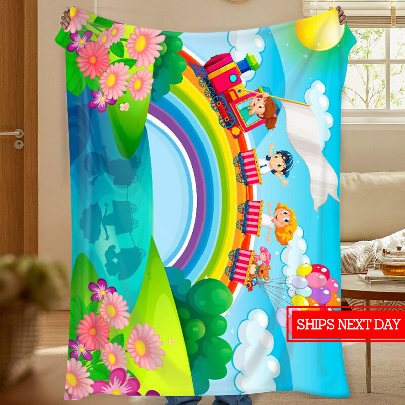 Soft cartoon children's flannel blanket, suitable for baby toddlers, cute cartoon blanket, birthday gift blanket,