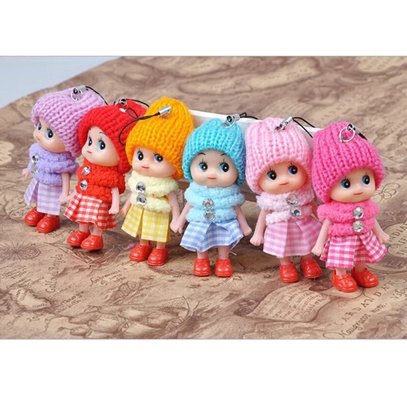 6PCS simpatici bambini bambole di peluche portachiavi giocattoli farciti morbidi portachiavi moda Mini animali di peluche portachiavi bambino per ragazze donne