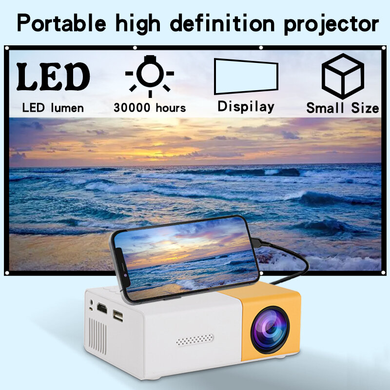 YG300 Portable mini projector, high-definition television, USB, SD memory support, outdoor movie projector