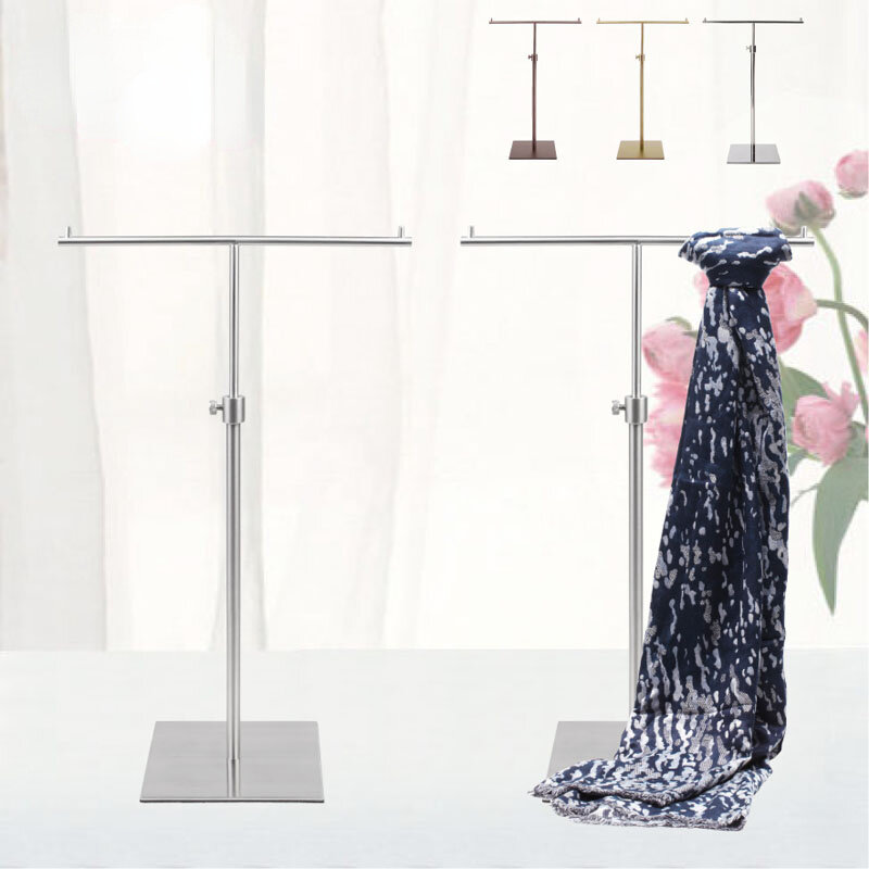 Clothing Shop Window Decoration Ornaments Shoe Bag Display Tray Electroplating Silver Adjustable Height Scarf Jewelry Rack