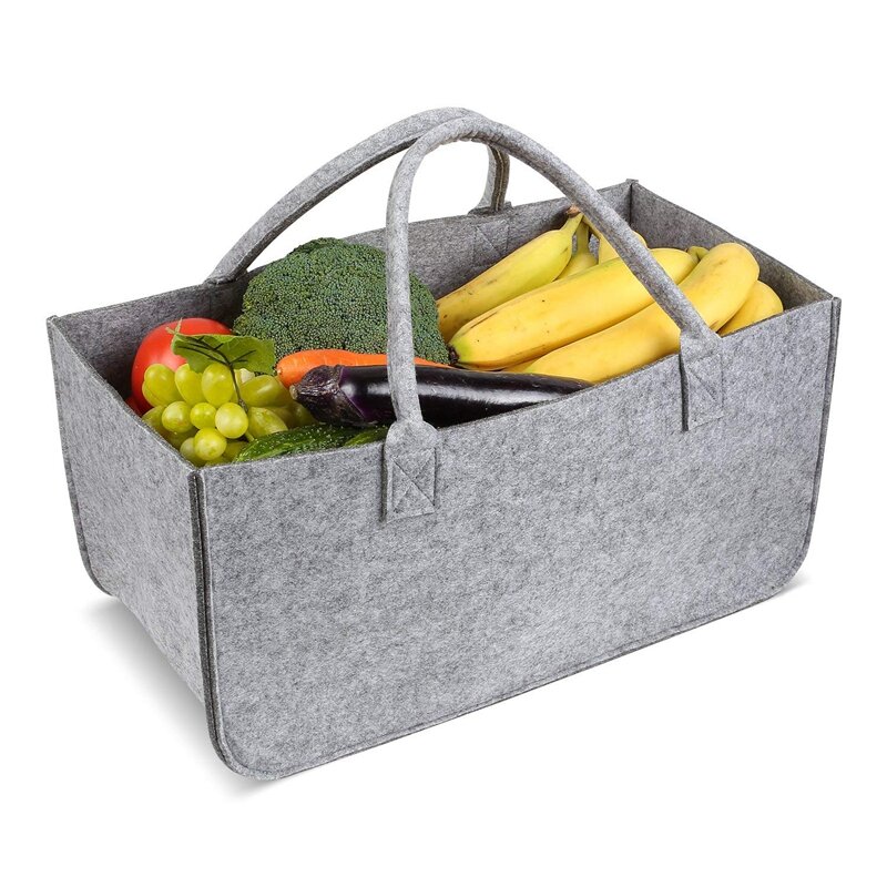 2X фетровый кошелек, фетровая сумка для хранения большой емкости, Повседневная сумка для покупок-серый