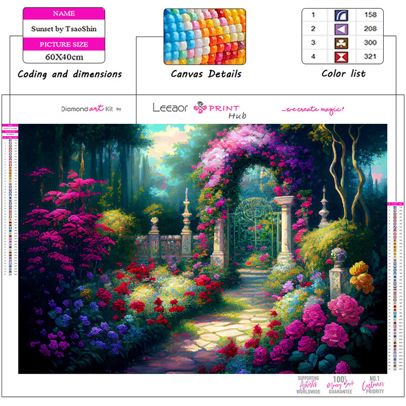 Landscape Diamond Painting Monet Rose Garden Castle Full Drill Mosaic Cross Stitch Kits Oil Painting Embroidery Home Decor Gift